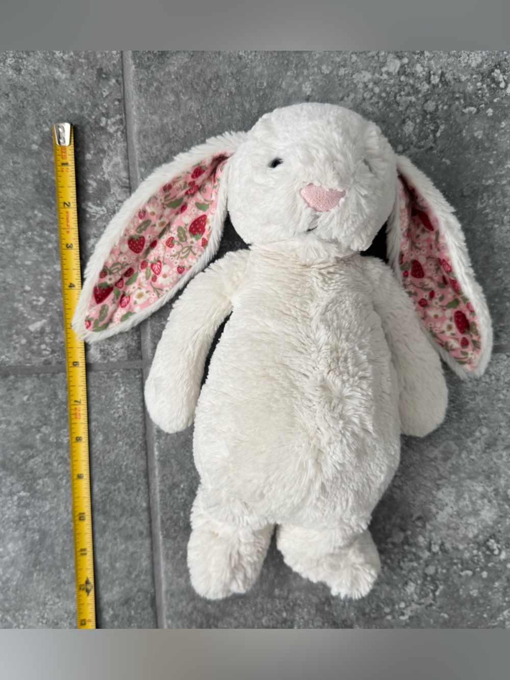Jellycat Blossom Cream Bunny Strawberry Print Medium 12" Plush